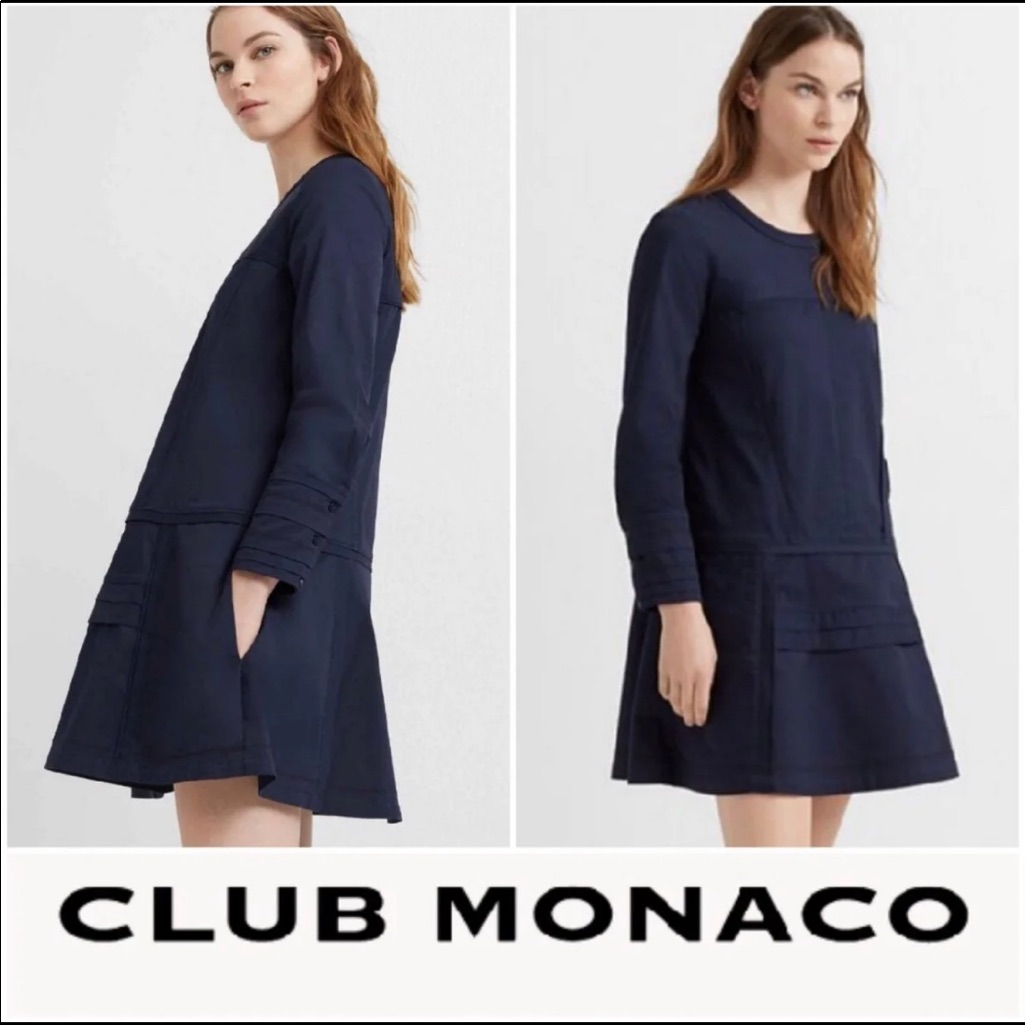 Club Monaco Mini Swing Dress Robe Navy Blue Nwt Size 6